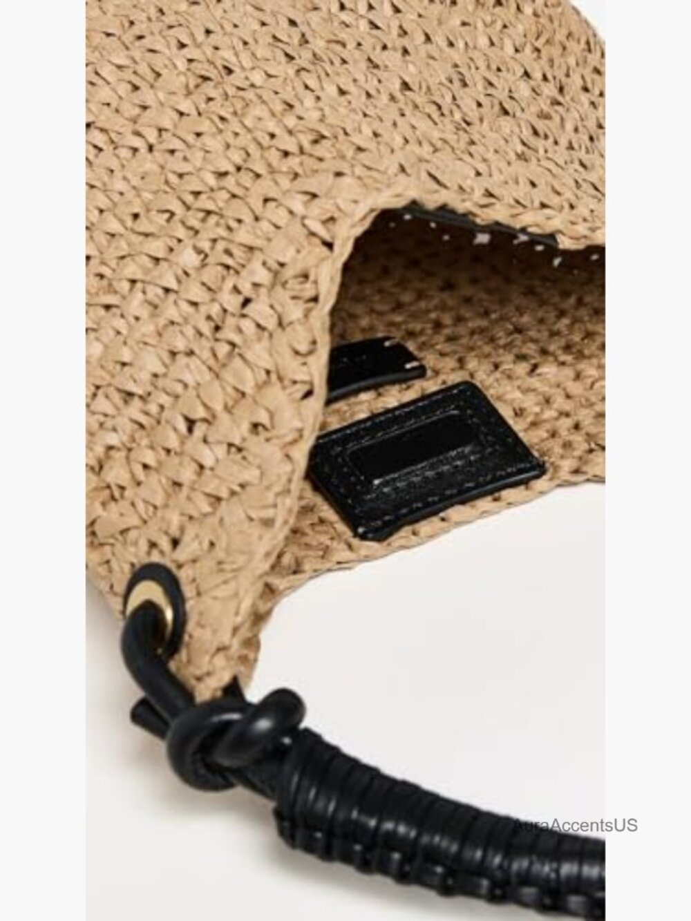 Mini Woven Straw Shoulder Bag with Bead Accents - Picture 7 of 7